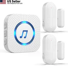 Door Chime,SanJie Wireless Sensor 2 Sensors + 1 Receiver White, White