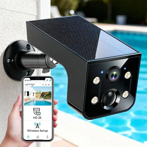 Solar Powered Wireless Outdoor 2K HDR Security Camera Clear Black View