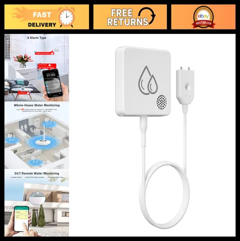 Water Leak Detector Sensor - 95dB Alarm, Wireless Flood Monitor for Basement, La