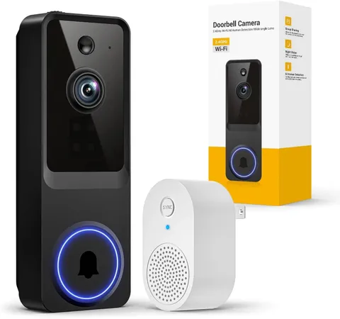 1080p Wireless Video Doorbell Camera Smart Human Detection Night Vision 2.4G...