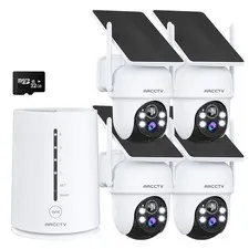 ARCCTV Solar Battery Security Camera System Wireless Outdoor 360°PTZ 2 Way Audio