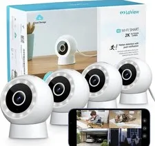 LaView 2K Wi-Fi IP Smart Indoor/Outdoor Cameras 4-Pack White Night Vision