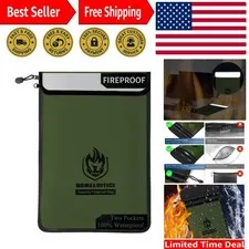 Ultra-Secure Fireproof Document Bag 2000℉, 15”x11” Waterproof Storage Solution