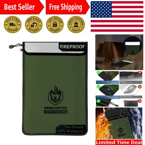 Ultra-Secure Fireproof Document Bag 2000℉, 15”x11” Waterproof Storage Solution