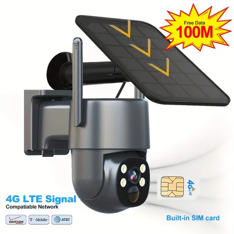 4G 2K solar PTZ camera   4g Lte Cellular Security Cameras Wireless