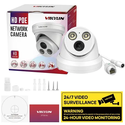 Vikylin 4K 8MP PoE IP Full Color Night Vision Camera Outdoor/Indoor Metal 2.8mm
