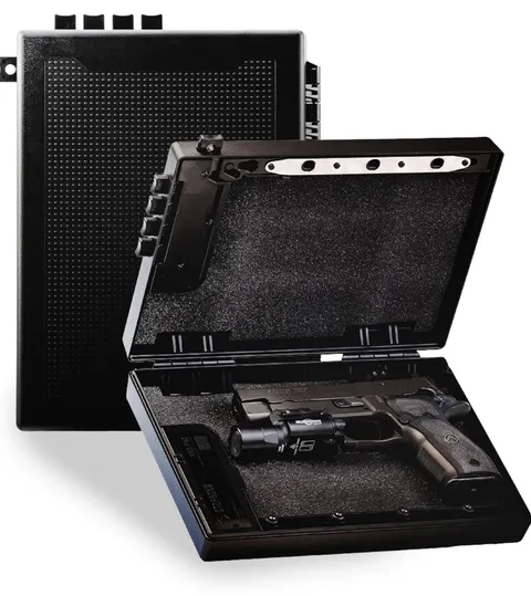 STOPBOX Pro Gun Safe Alternative - Tactical Handgun Storage. 2 Pack, Black. R7