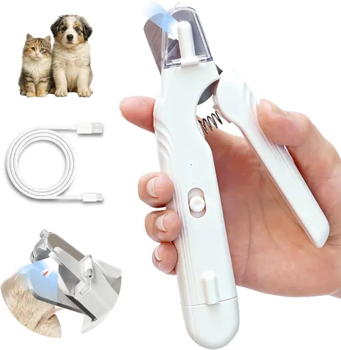 Safe 2-In-1 Dog & Cat Nail Clipper and Grinder LED Safety Light Illuminates the