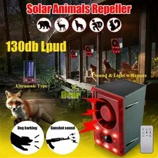 Solar Motion Sensor Alarm Outdoor Dog Barking Security Loud Siren Animal Repel
