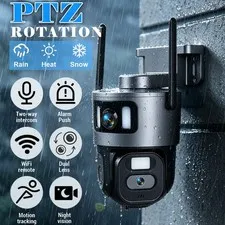 360° 4K WiFi Wireless Camera Dual Lens Zoom Home Color IR Night Vision PTZ CCTV
