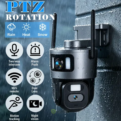 360° 4K WiFi Wireless Camera Dual Lens Zoom Home Color IR Night Vision PTZ CCTV
