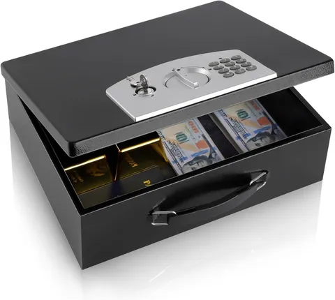 Portable Metal Safe Box W/ Digital Code Lock,Fire Resistant Storage Documents