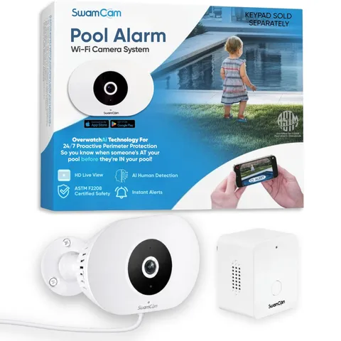 SwamCam Pool Alarm Wi Fi Camera System ASTM F2208 Certified Smart Pool Safety