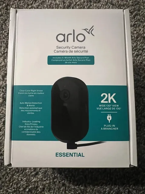 Arlo Essential Security Camera Wired 2K  Plug-In Powered 2025 Black 1 Camera