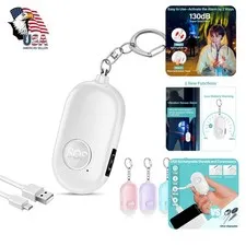 Hion White Personal Safety Alarm Keychain