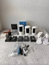 Lot of 3 Ring Cameras 1 Ring Doorbell 4 Battery Security Camera W/ Accessories