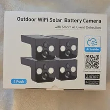 Outdoor WiFi Solar/Battery IP Cameras 4-Pack 2K Night Vision Two-Way Audio