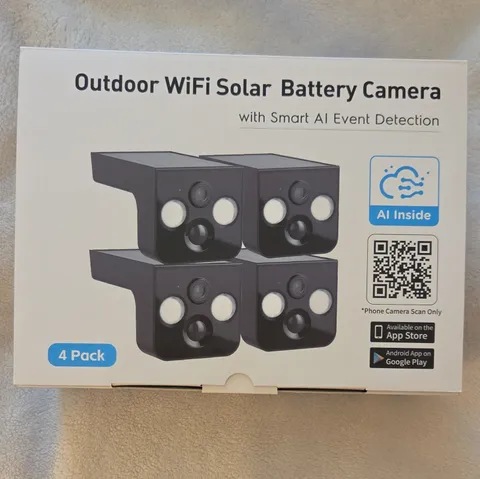 Outdoor WiFi Solar/Battery IP Cameras 4-Pack 2K Night Vision Two-Way Audio