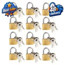 Litoexpe Mini Solid Brass Padlocks 12 Pack with Keys for Security