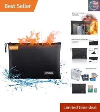 Fireproof Document Bags,14.2”x 10.0”Waterproof and Fireproof Money Bag with A...