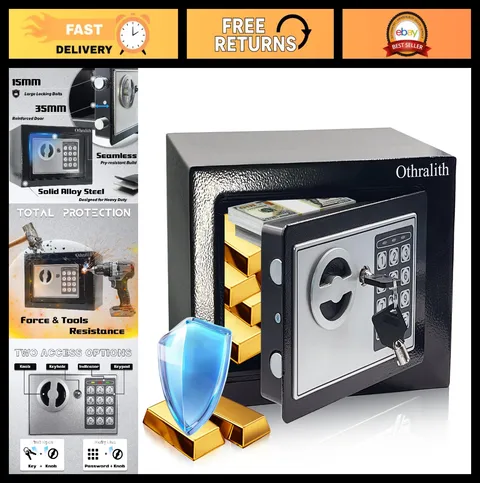 Mini Safe Box for Money - 0.23 Cu Ft Security Lock Box for Home & Dorm, Hidden W