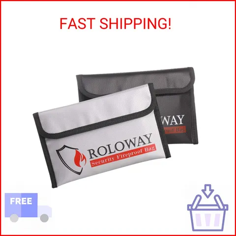ROLOWAY Small Fireproof Bag (5 x 8 inches), Non-itchy Fireproof Money Bag for Ca