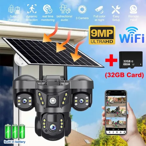 Upgraded Solar Battery Wireless WiFi Outdoor Pan/Tilt Home Security Camera 12MP