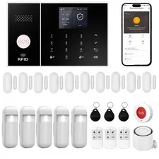 Home Security Alarm System 4G/GSM/Wi-Fi 13-Piece Kit - Works with Alexa
