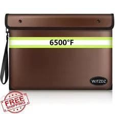 6500°F Fireproof Document Bag, Upgraded Fireproof/Waterproof Money Bag with Z...