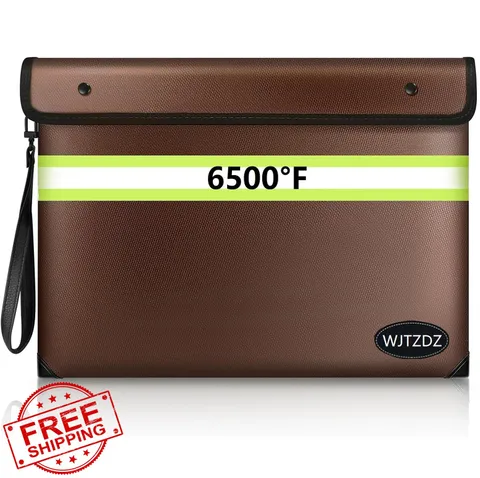 6500°F Fireproof Document Bag, Upgraded Fireproof/Waterproof Money Bag with Z...