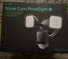 Wyze Cam Floodlight V2 Motion Activated Smart Home Security Black Wired