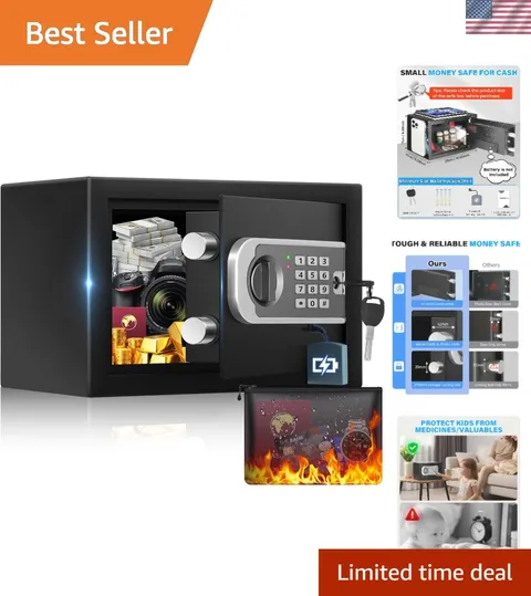 UPGRADED] Small Safes for Home, 0.30 Cuft Mini Safe Box | with Fireproof Wate...
