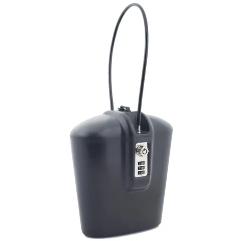 Portable Lock Box Safe with Key & Combination - Black
