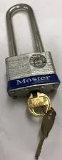 Silver Blue Master Lock Heavy Weight Excellent PadLock with 2 Keys Long Barrel