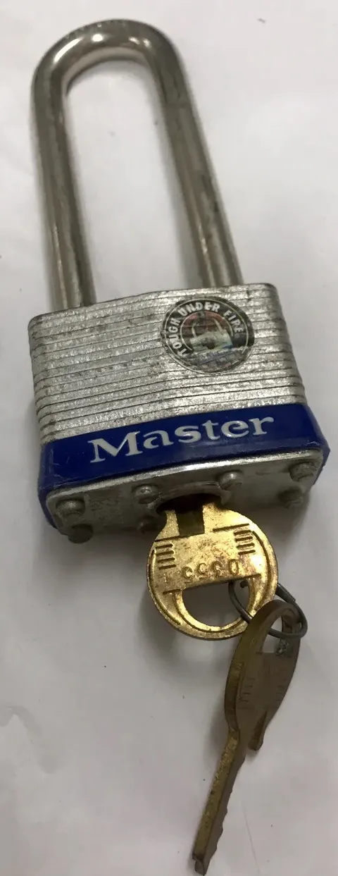 Silver Blue Master Lock Heavy Weight Excellent PadLock with 2 Keys Long Barrel
