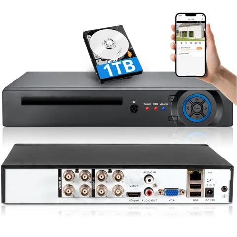 5MP 8CH CCTV DVR Recorder with 1TB HDD,Human/Detection, 8 Channel 1080p H.265...