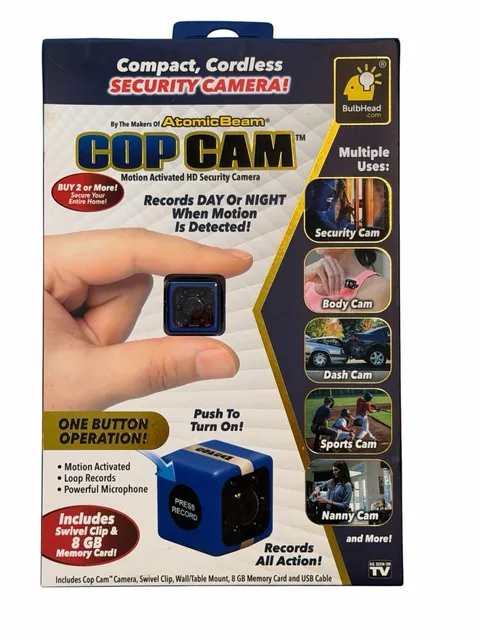 Atomic Beam Cop Cam Mini Wireless Security Camera with Memory Card Unopened