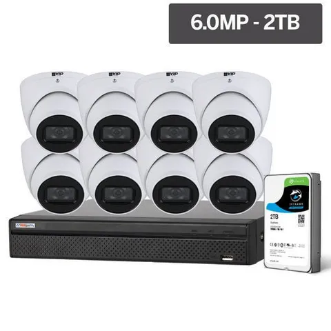 COMPACT SERIES 8 CAMERA 6.0MP IP SURVEILLANCE KIT (FIXED DOMES. 2TB)