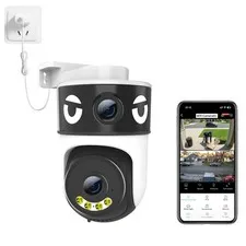 Dual Lens Security Camera Outdoor/Indoor,Wired Camera for Home Security for P...