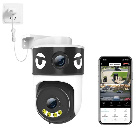 Dual Lens Security Camera Outdoor/Indoor,Wired Camera for Home Security for P...