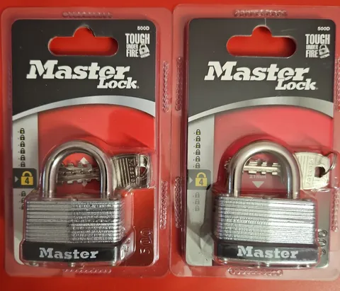 Lot of 2 Master Lock 500D 13/16in 21mm Padlock 1-3/4in 44mm Security Lock 2 Keys