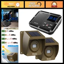 Wireless Solar Driveway Alarm System - 1800ft Motion Sensor Alert, Weatherproof,