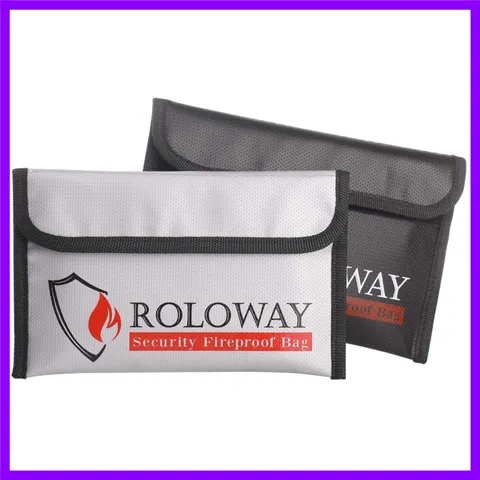 ROLOWAY Small Fireproof Bag (5 X 8 Inches), Non-Itchy Fireproof Money Bag for Ca
