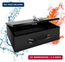 YIYITOOLS Fireproof Lock Box with Key and Combination Lock, Fire Safe Document B