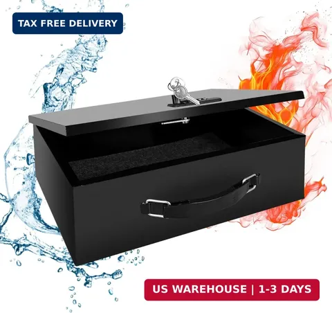 YIYITOOLS Fireproof Lock Box with Key and Combination Lock, Fire Safe Document B