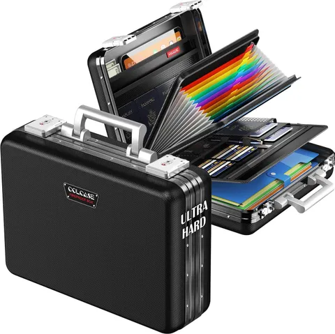Fireproof Document Box with TSA Lock Aluminum Frame Zipperless Hard-Shell Safe
