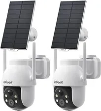 2PCS ieGeek Outdoor Wireless Solar Security Camera Home WiFi Battery CCTV System
