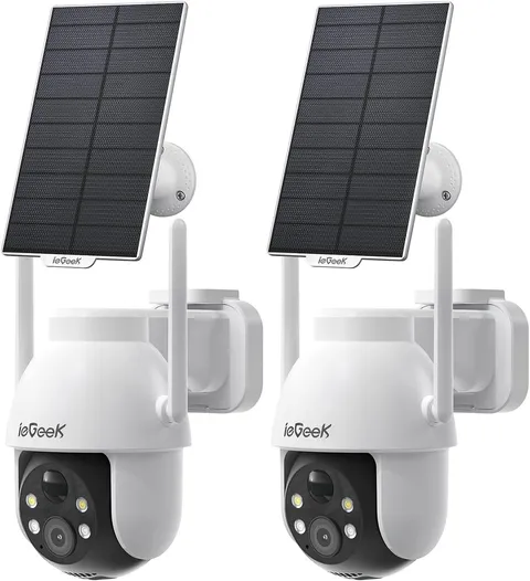 2PCS ieGeek Outdoor Wireless Solar Security Camera Home WiFi Battery CCTV System