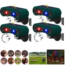 4PCS Solar Outdoor Motion Sensor Alarm 2*130db Ultrasonic Siren 4 Modes Flashing