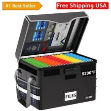 Portable Fireproof File Safe with Combination Lock and Reflective Design - Black